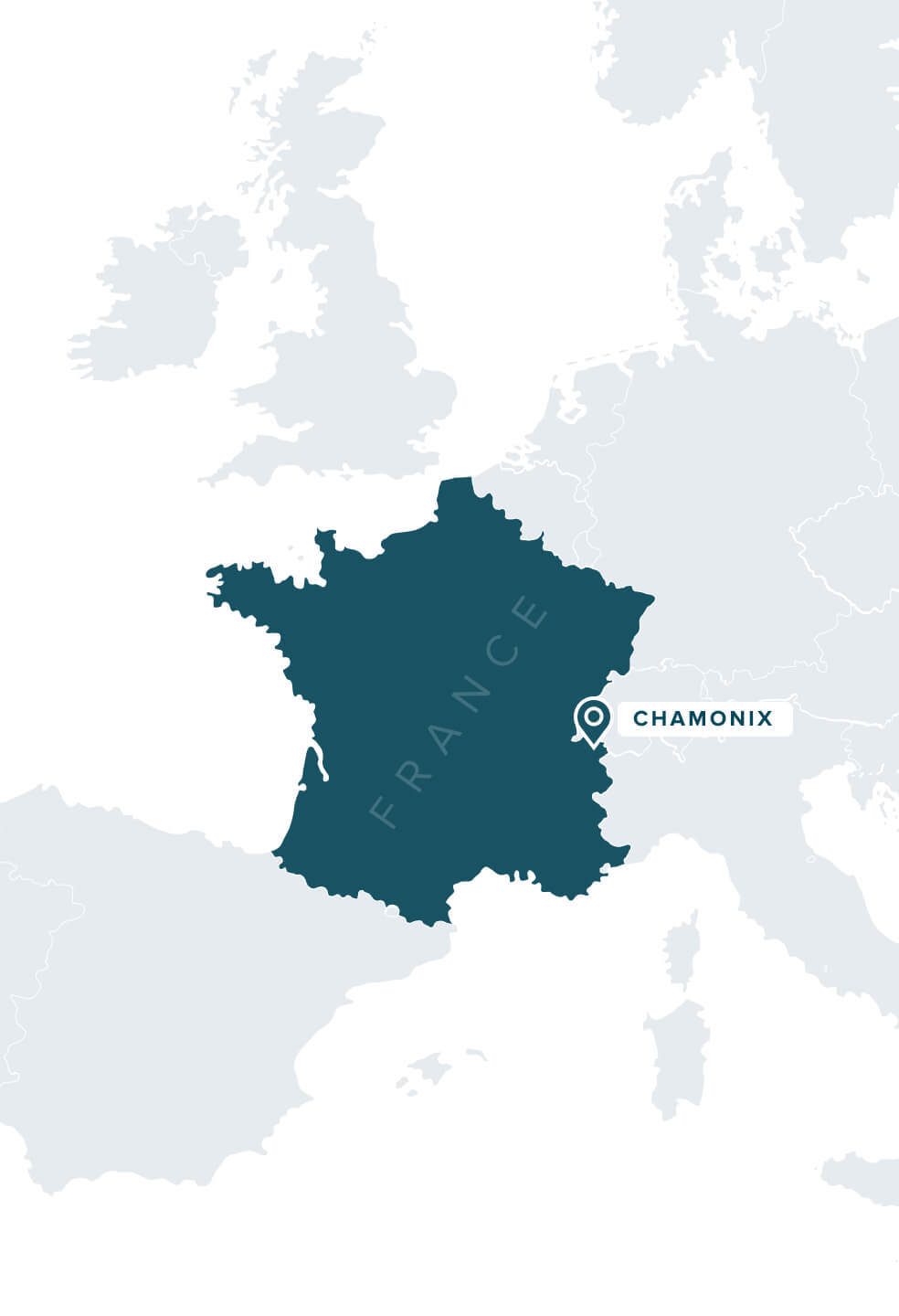 Chamonix on the map of France.