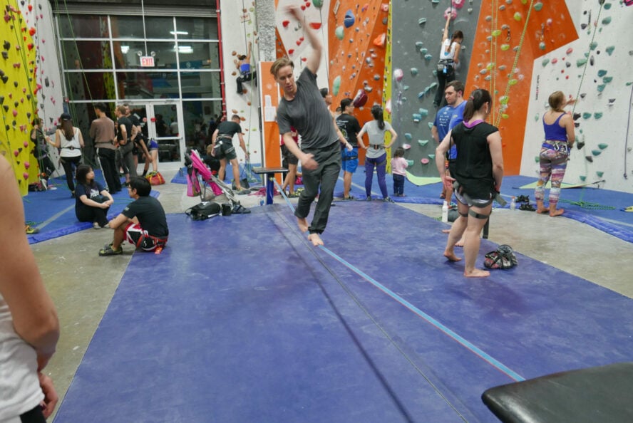 Slacklining is essentially tight-rope walking, but with better hair. | Photo by Viktor Marohnic