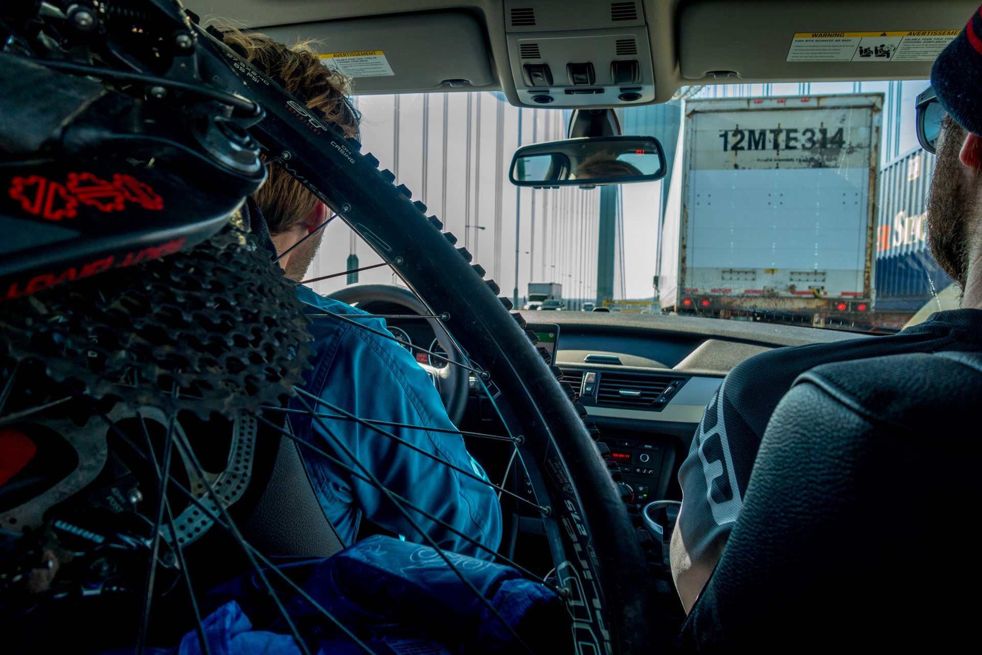 A recipe for mountain biking: Fill a car with bikes and people!