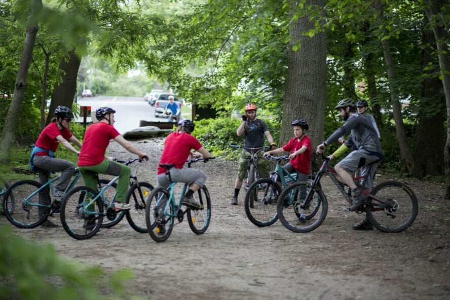 The group assembles near the trailhead.