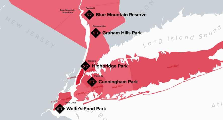 57hours map of the best places to MTB around NYC.