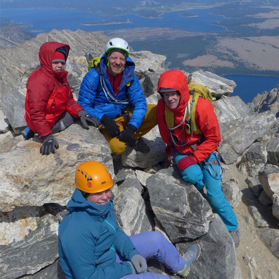 The family celebrating our Grand Teton summit! That's me on the bottom. :)