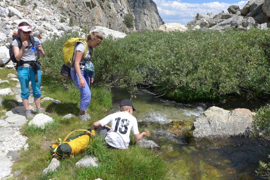 Taking a moment to enjoy the beautiful stream, and re-hydrate.