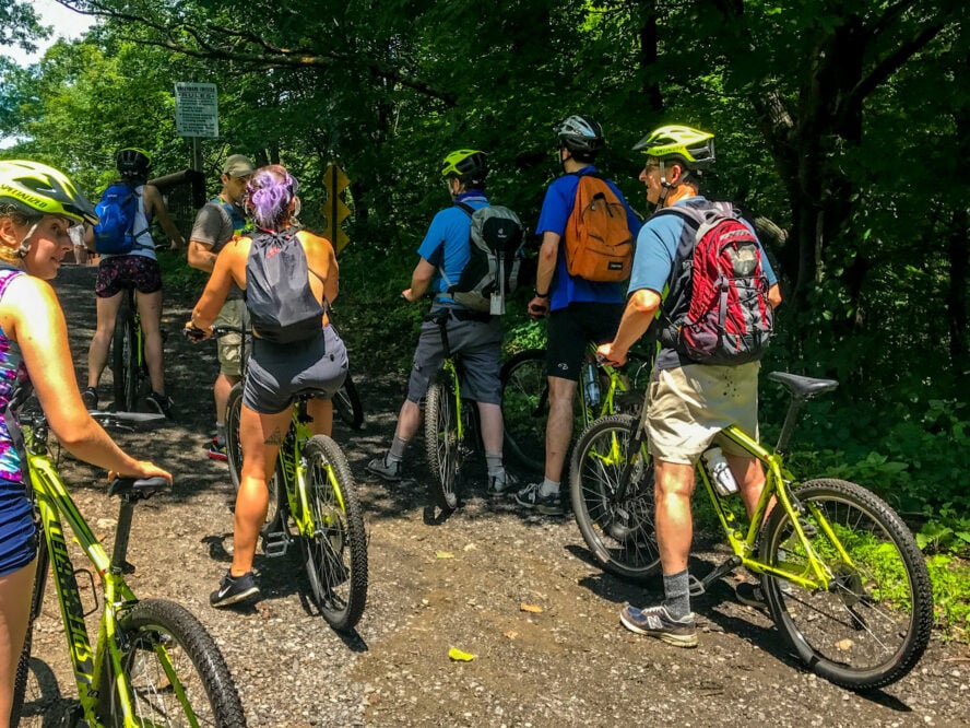 After a few miles, the group re-assembled at the Rosendale Trestle.