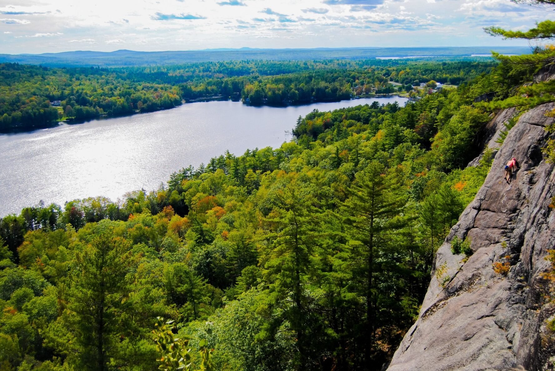 An epic vista of a forest and a river in Acadia National Park