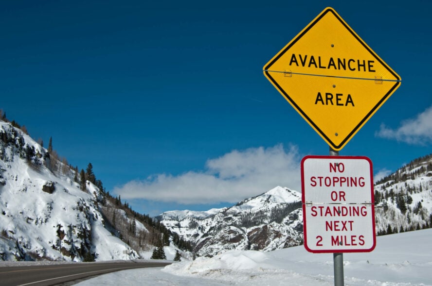 Avalanche road sign Colorado