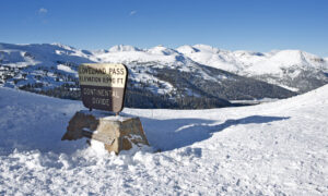 The Continental Divide sign on Loveland Pass.