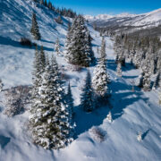 An aerial overview of the Vail Pass backcountry area.