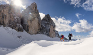 Backcountry skiing in the dolomites