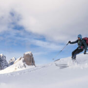 Backcountry skiing in the scenic dolomites