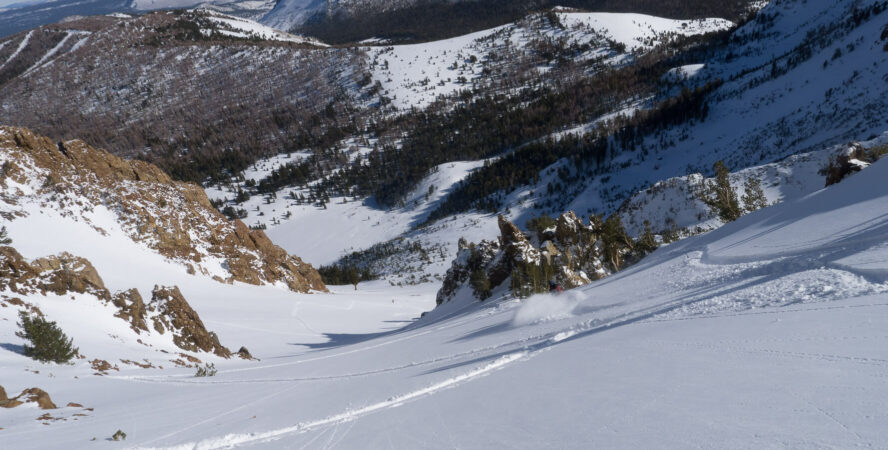 Backcountry powder turns at June mountain.