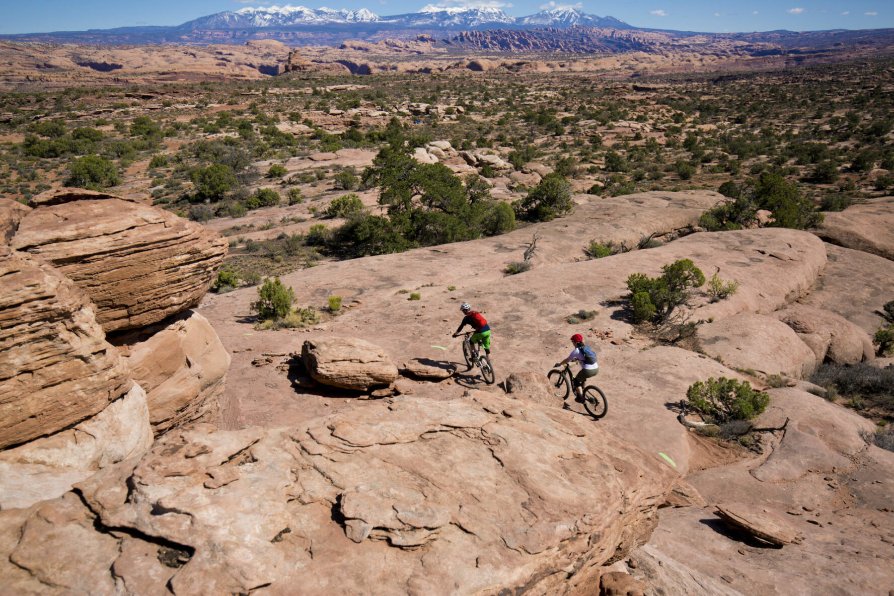 Mountain bikers cycling in Moab