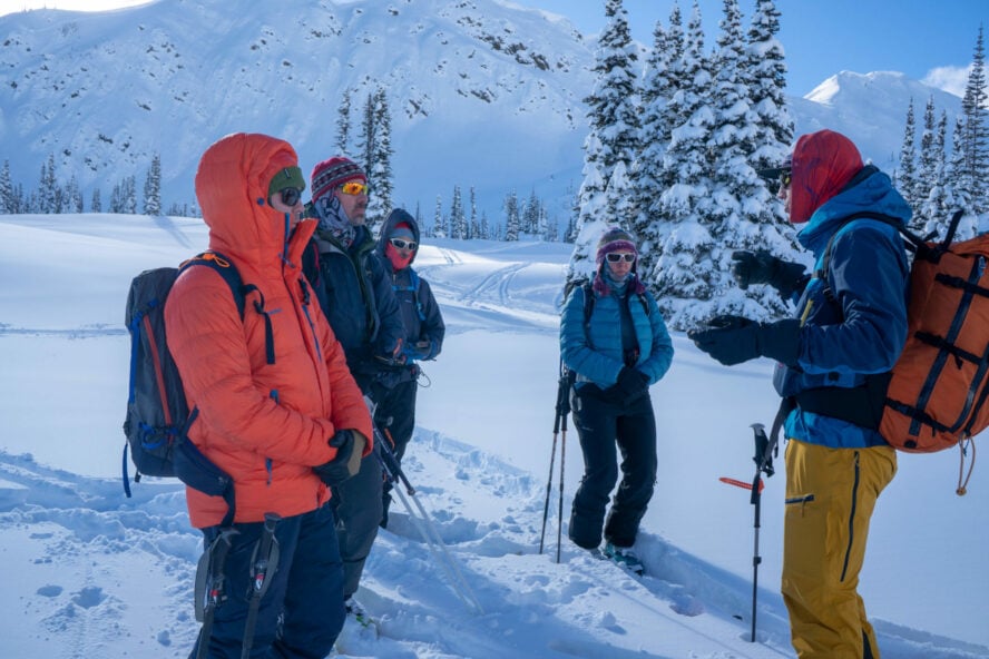 Group getting ready for skiing