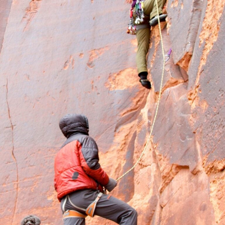 Crack climbing at indian creek