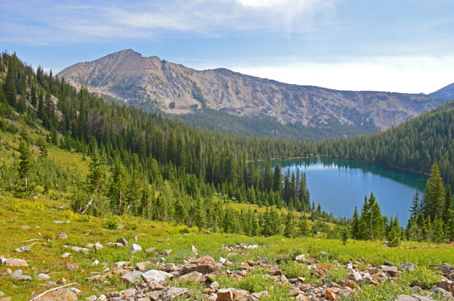 Yellowstone’s Rainbow Lake, with Electric Peak in the background