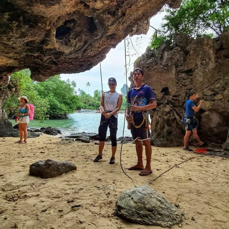Climbers at a beach in Railay Thailand