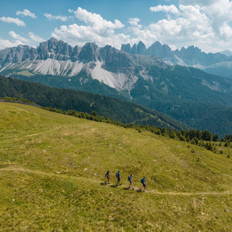 Dolomites peaks and green valley