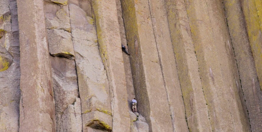 Climbers on Devil's Tower, Wyoming