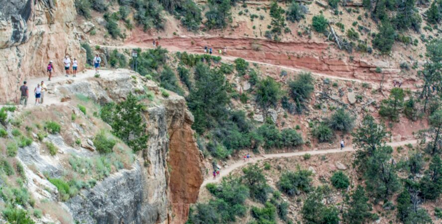 There can be a lot of hikers on the Bright Angel Trail.