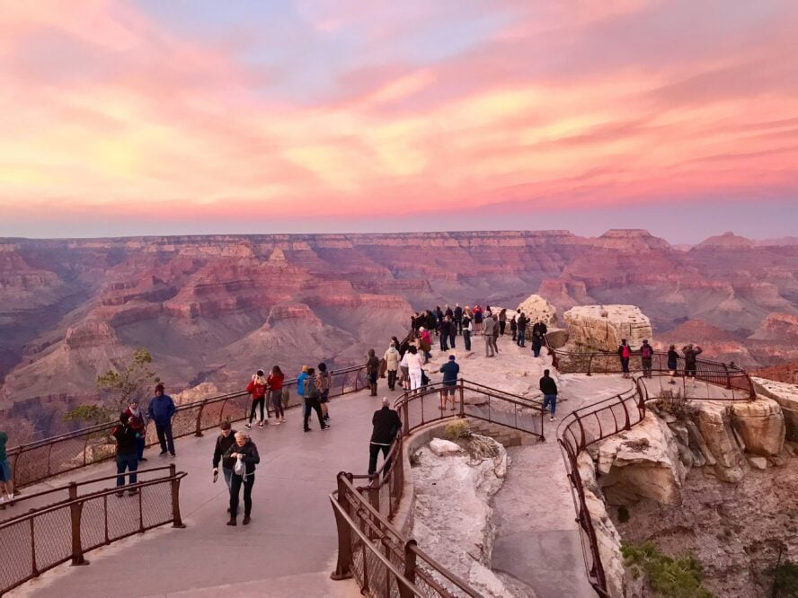 The spectacular view from the Grand Canyon’s Rim Trail at sunset.