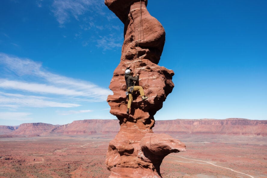 Rock Climber at Fisher Towers