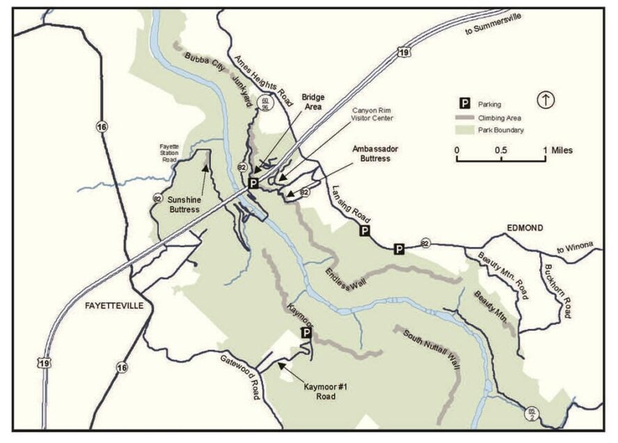 Climbing map New River Gorge