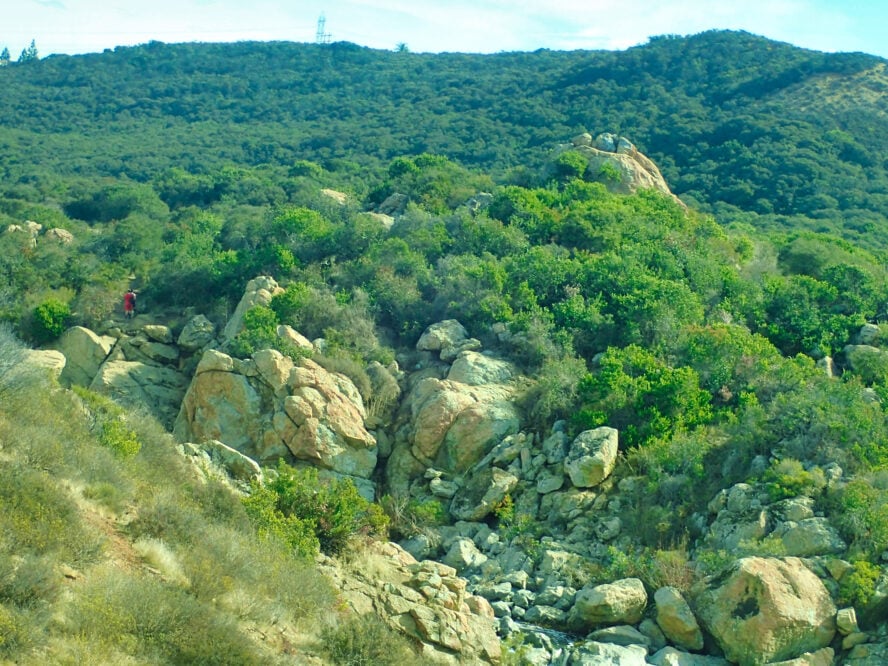 The Los Penasquitos Trail crosses the river right above the waterfalls. Photo by Liz Thomas.