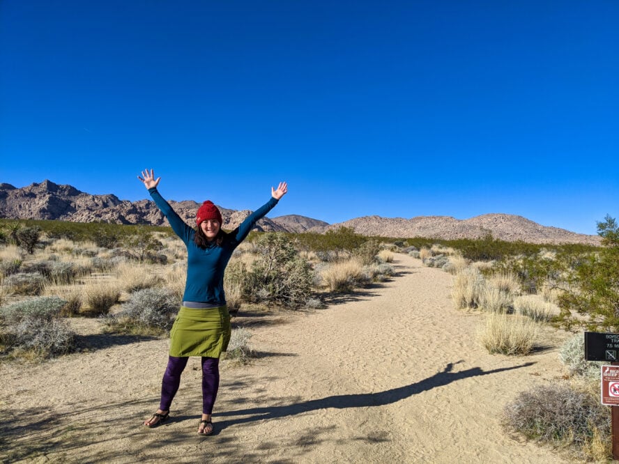 The author, Liz Thomas, at the end of the Boy Scout Trail at Indian Cove.