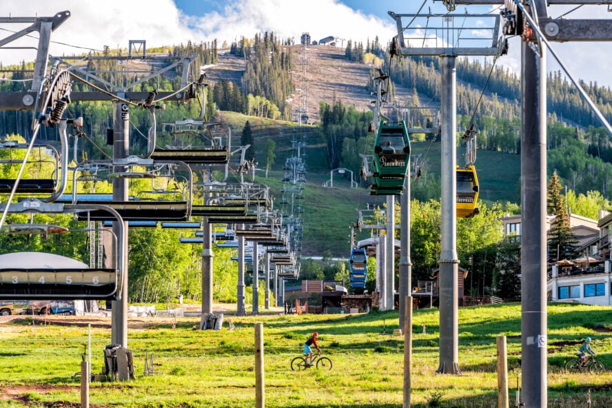 nowmass Bike Park offers lift-service downhill biking trails winding nearly 3000 feet from the top of the Elk Camp Chairlift down an awe-inspiring range of descents.