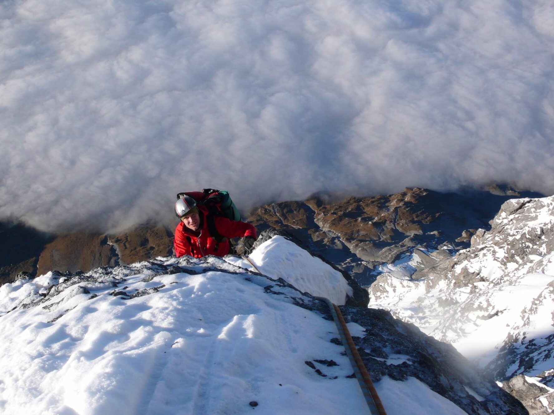 Alpine climbing the Eiger mountain.