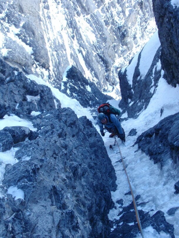 Alpine climbing the Eiger mountain.
