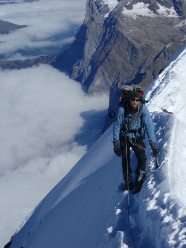 Alpine climbing the Eiger mountain.