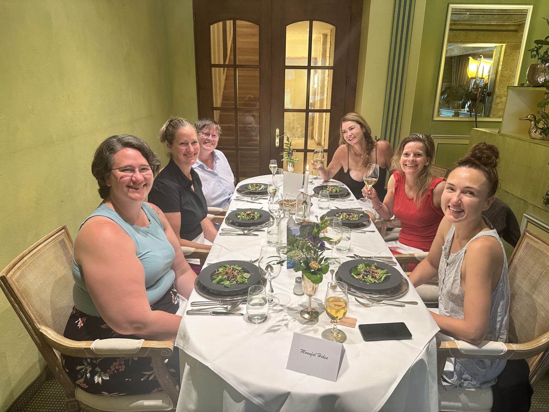 Dinner together after hiking in the Swiss Alps
