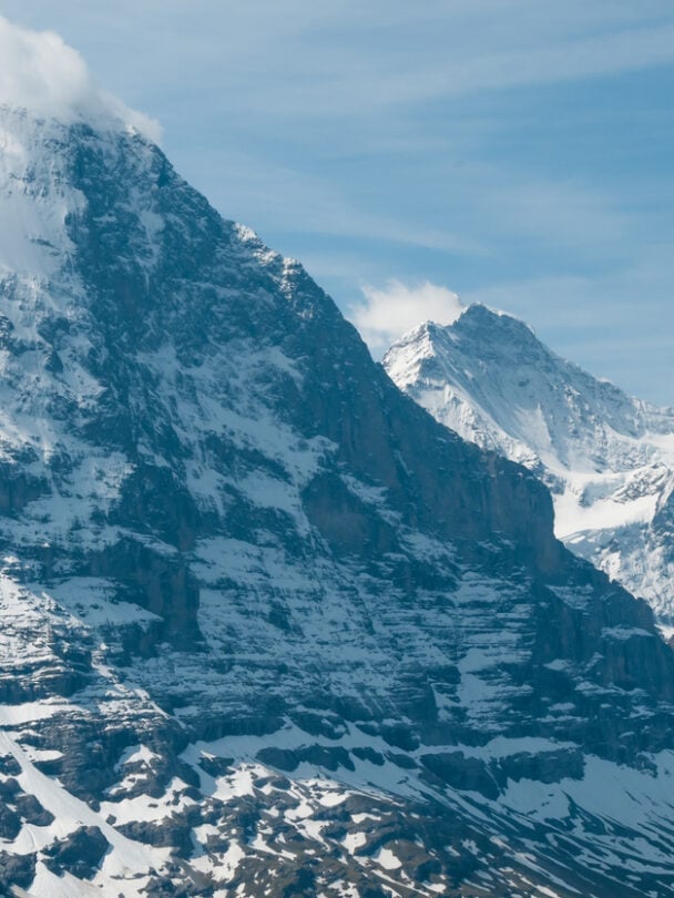 Alpine climbing the Eiger mountain.