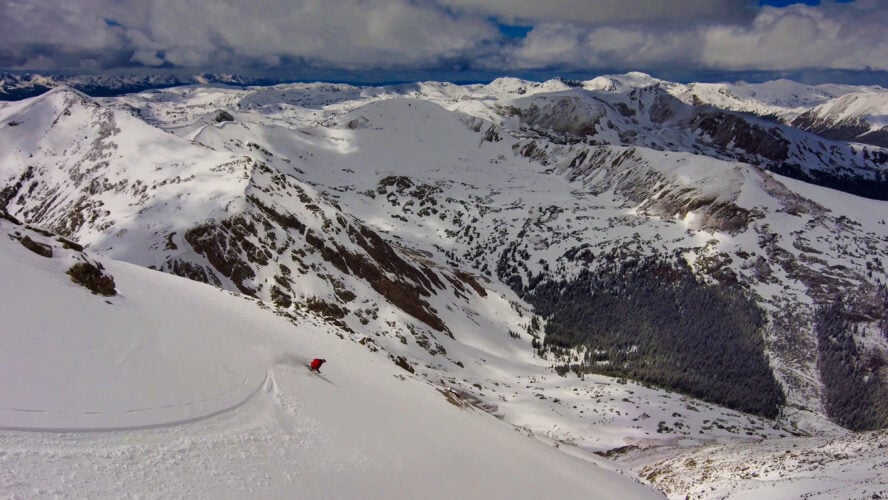 Jason Killgore laying down tracks in the Colorado backcountry. 