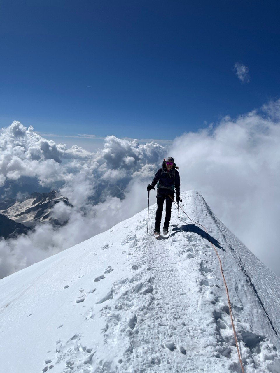 Happy climber at Mont Blanc summit