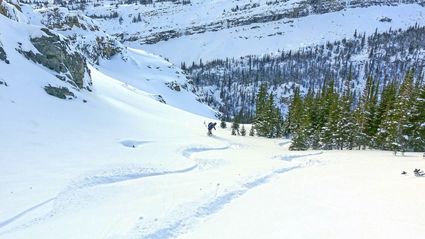 A backcountry skier roaming the remote ski touring destinations around Revelstoke and Golden accessed via heli and cat. 