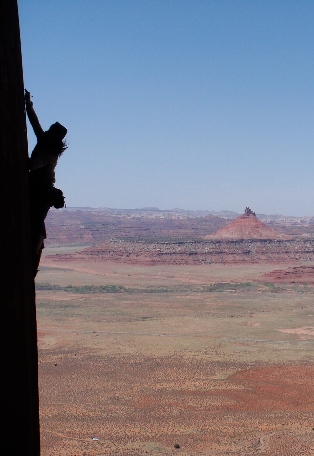 A female climber in Indian Creek