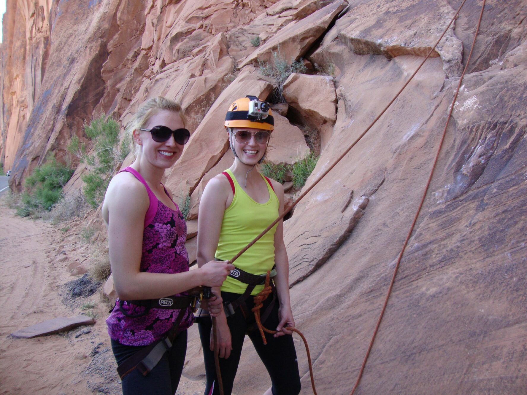 Women smiling in Moab before climbing