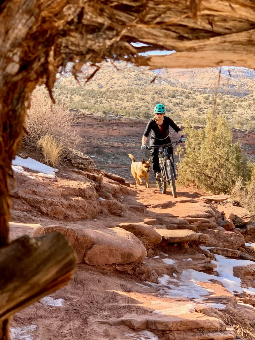 One of the best things about Fruita’s mountain bike trails is that you can take your furry friend along for the ride. 