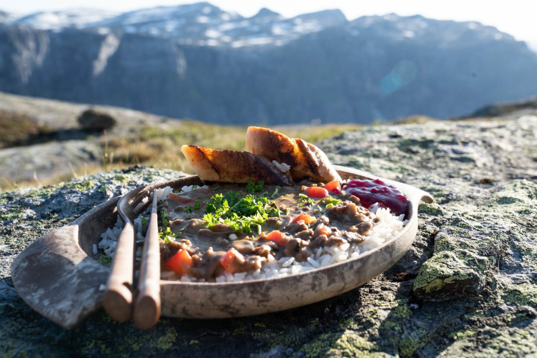 A delicious meal near Trolltunga, Norway