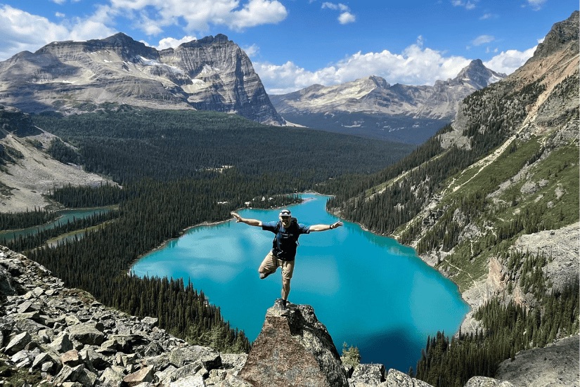 One hiker in the Canadian Rockies