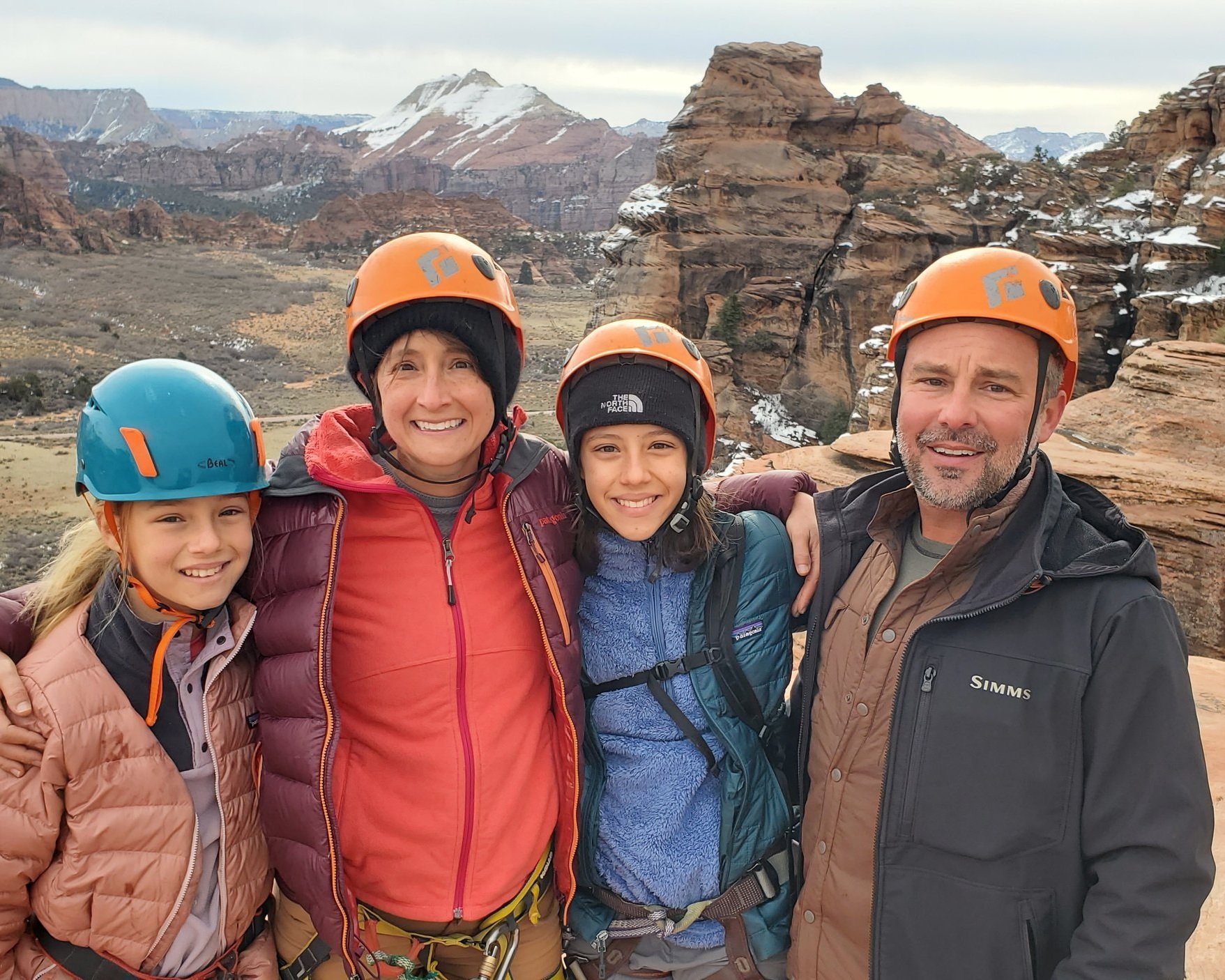 Rock climbing family in Zion