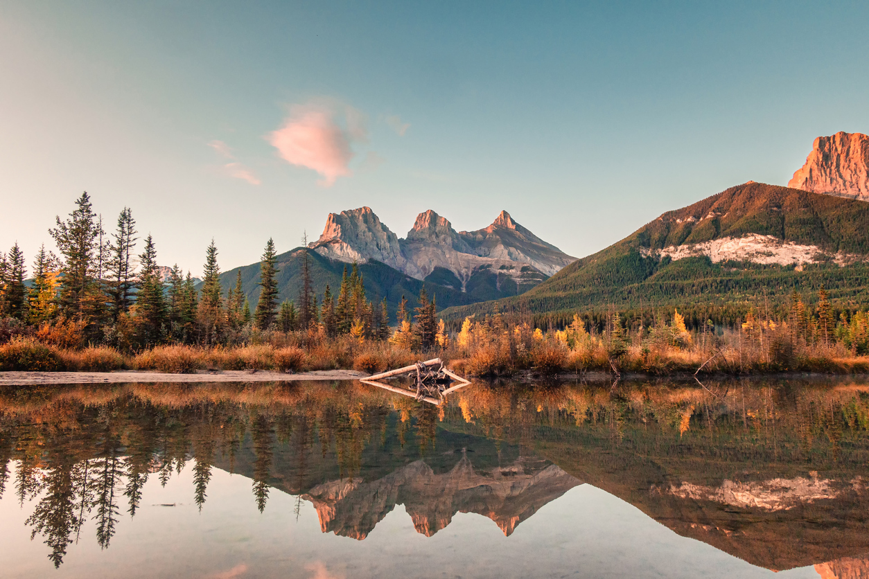 Three Sisters mountains in Canmore, Canada