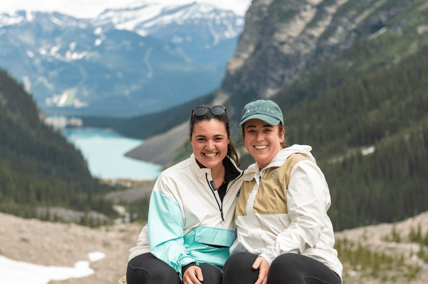 Two happy hikers in the Canadian rockies