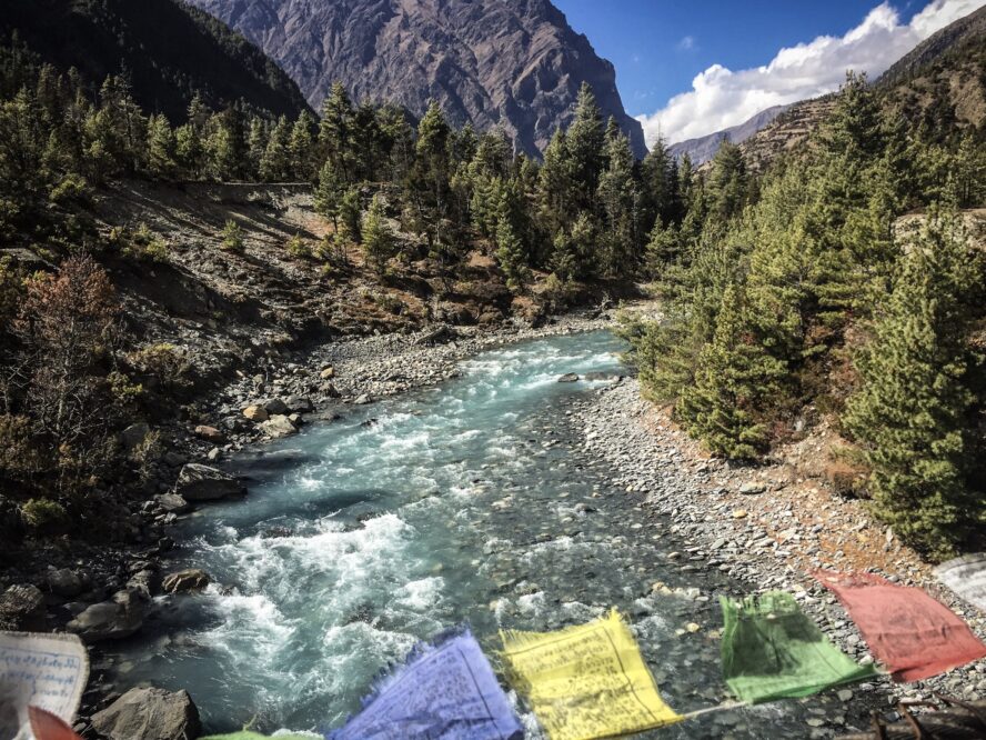  Prayer flags near the Upper Pisang village.