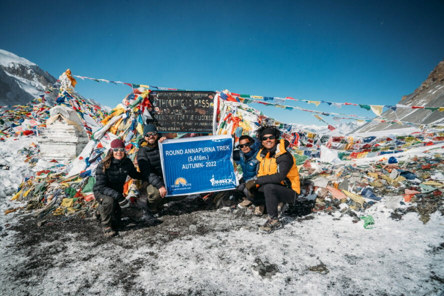 Getting to the top of the Thorung La Pass.