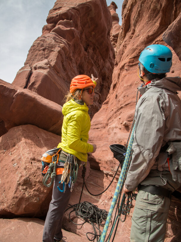 Guided rock climbing and yoga tour in Moab