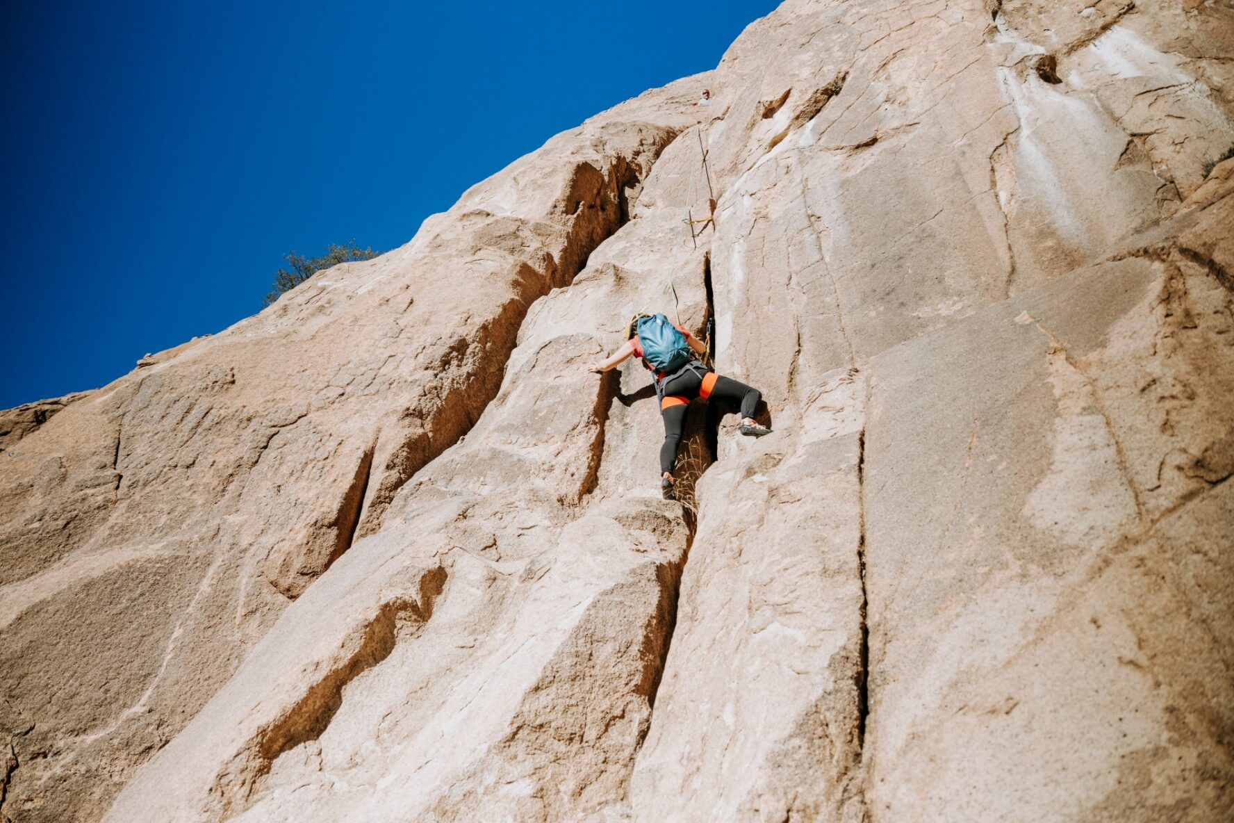 Woman climbing on Cochise Stronghold