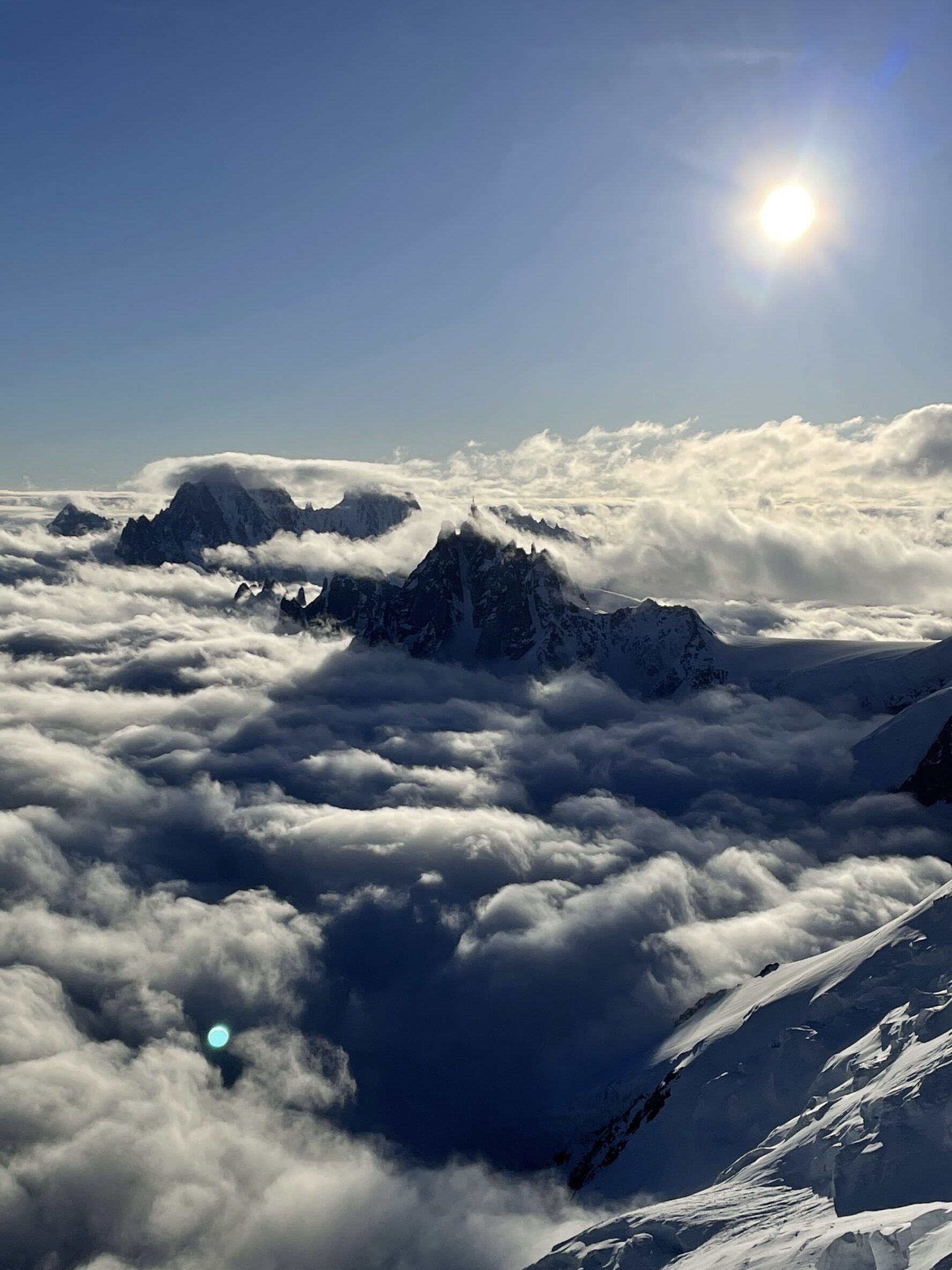 Peaks among clouds of Mont Blanc